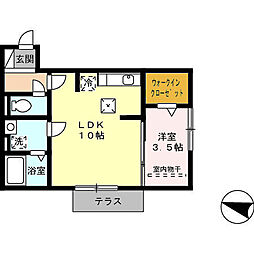 プラスラミチエ　朽網 1階1LDKの間取り