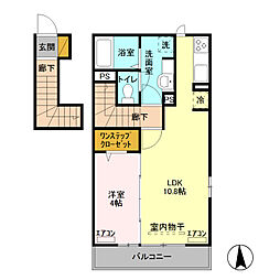ソレーユ川口 2階1LDKの間取り