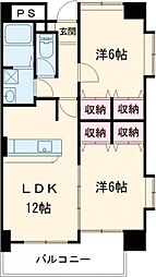 シャルマン．ヴィレッジ御幸 4階2LDKの間取り