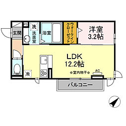 アサヒエステート 301 3階1LDKの間取り