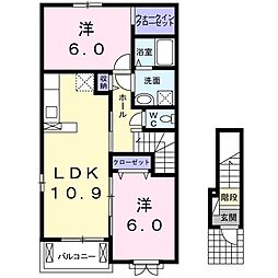 サニーブライト 2LDKの間取図画像