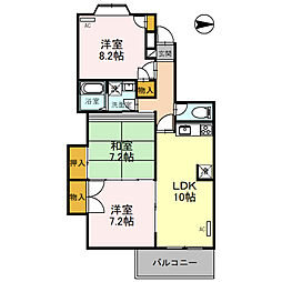 ラ・ファミール・ナガハラ 3LDKの間取図画像