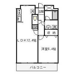 ピーノドゥーエ 1LDKの間取図画像