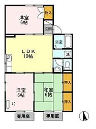 プレジール宮小路　C棟 1階3LDKの間取り