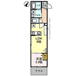 JR高崎線 北上尾駅 徒歩12分の賃貸アパート 1階1LDKの間取り
