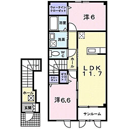 プリート・カーサA 2LDKの間取図画像