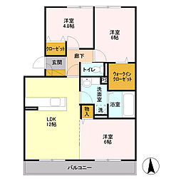 東武小泉線 竜舞駅 徒歩12分の賃貸アパート 3階3LDKの間取り