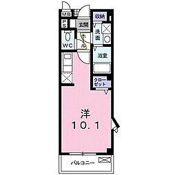 アヴェニューかりがね 2階ワンルームの間取り