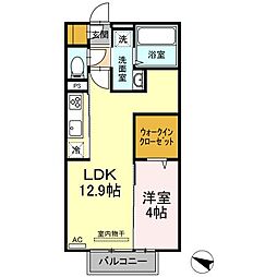 D-roomフルーレ 1階1LDKの間取り