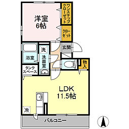 メゾンリヴェールA 1LDKの間取図画像