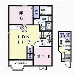 Ｐｏｉｎｔ242　Ａ棟 2階2LDKの間取り