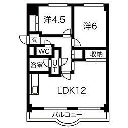 庄内パークハイツ 2LDKの間取図画像