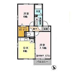 オーベンロープ 2階2DKの間取り