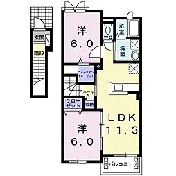 ルーベル春日B 2LDKの間取図画像