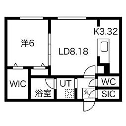 Franriz 4階1LDKの間取り