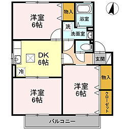 ロイヤル・ウイング　Ｅ 1階3DKの間取り
