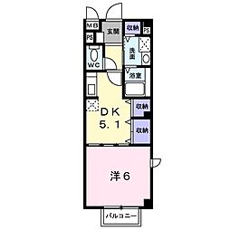 グランリヴィエール 1DKの間取図画像