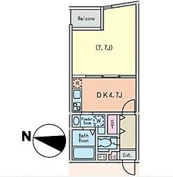 アート・フル所沢ヒルズ 1階1DKの間取り