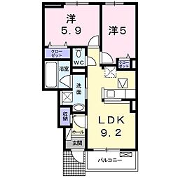 プラシード・ブリッサ 2LDKの間取図画像