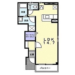 ニルヴァーナ　ビエンネ 1階ワンルームの間取り