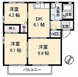 ヴィ・ラフィネ旗ケ崎　2号館 1階3DKの間取り