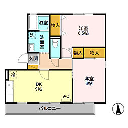 ルビナス　III 301 3階2DKの間取り
