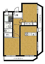 パステル西の台 2LDKの間取図画像