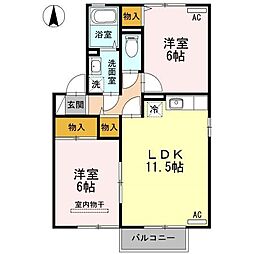 ベルリヴェール 2LDKの間取図画像