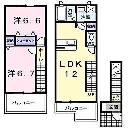 パティオ・アルバーダB 2LDKの間取図画像