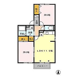 カーサ向山 2LDKの間取図画像
