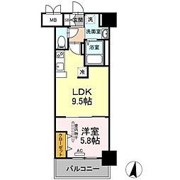 シズカビルディング白銀 1LDKの間取図画像
