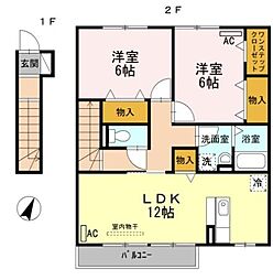 パークハウス　A棟 2階2LDKの間取り