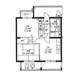 パークスクエア21 4階2DKの間取り