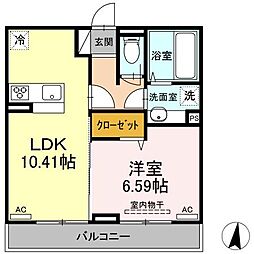ランチヒル真崎B 1LDKの間取図画像