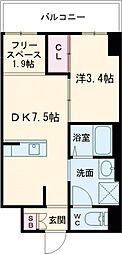 サザンクレスト七道シエル 1DKの間取図画像