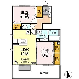 クレア・ド・ルーンA 2LDKの間取図画像