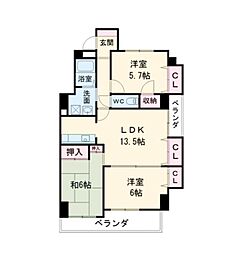 シュロス東白壁 3LDKの間取図画像