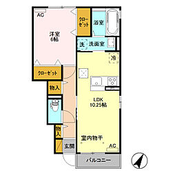 ビューテラス 1階1LDKの間取り