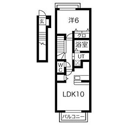 ヴィラノール平中 1LDKの間取図画像