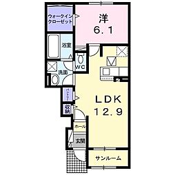 グランソレイユJ 1LDKの間取図画像