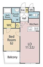 グレイスフルヒルズ南佐古 1階1LDKの間取り
