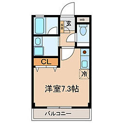 ライネスふじみ野 2階ワンルームの間取り