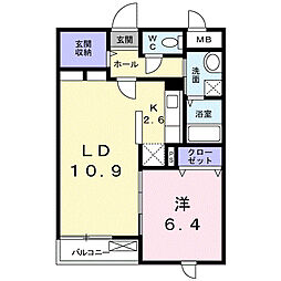 リジェール・K 1LDKの間取図画像