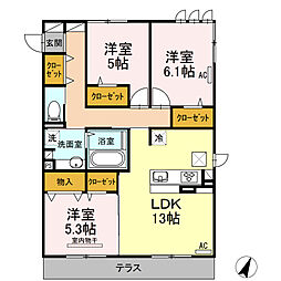 ベルヴィッツ 3LDKの間取図画像