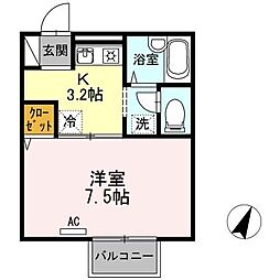 ベル・セゾン 1Kの間取図画像