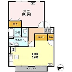 ヴィラ・アネシス　D棟 1階1LDKの間取り