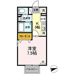 ＢＥＳＴ　ＯＮＥ 1階1Kの間取り