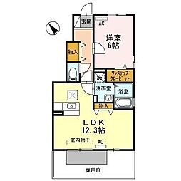 Orge　A棟 1階1LDKの間取り