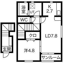 アッシュネクストC 1LDKの間取図画像