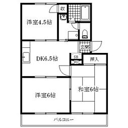 アーバンライフナノヒラ 1階3DKの間取り